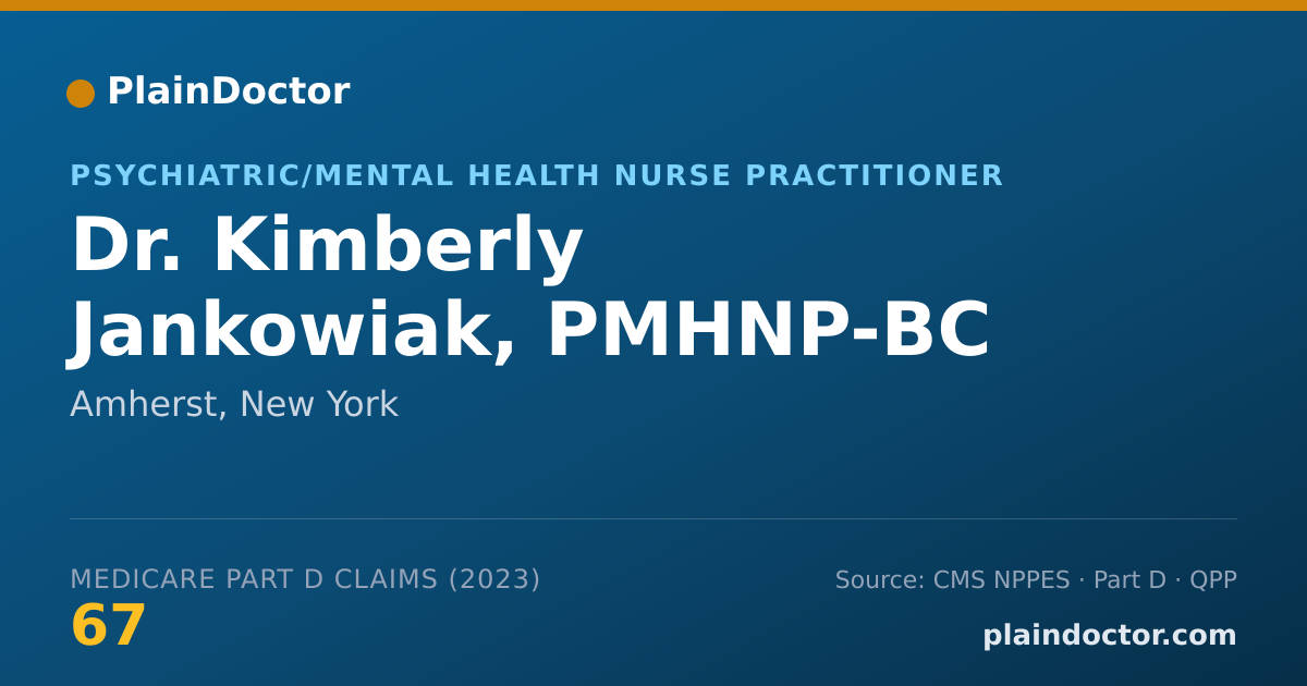 Shareable card for Kimberly Jankowiak, PMHNP-BC - Psychiatric/Mental Health Nurse Practitioner, Amherst, NY