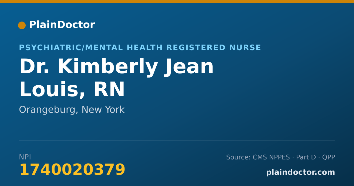 Shareable card for Kimberly Jean Louis, RN - Psychiatric/Mental Health Registered Nurse, Orangeburg, NY
