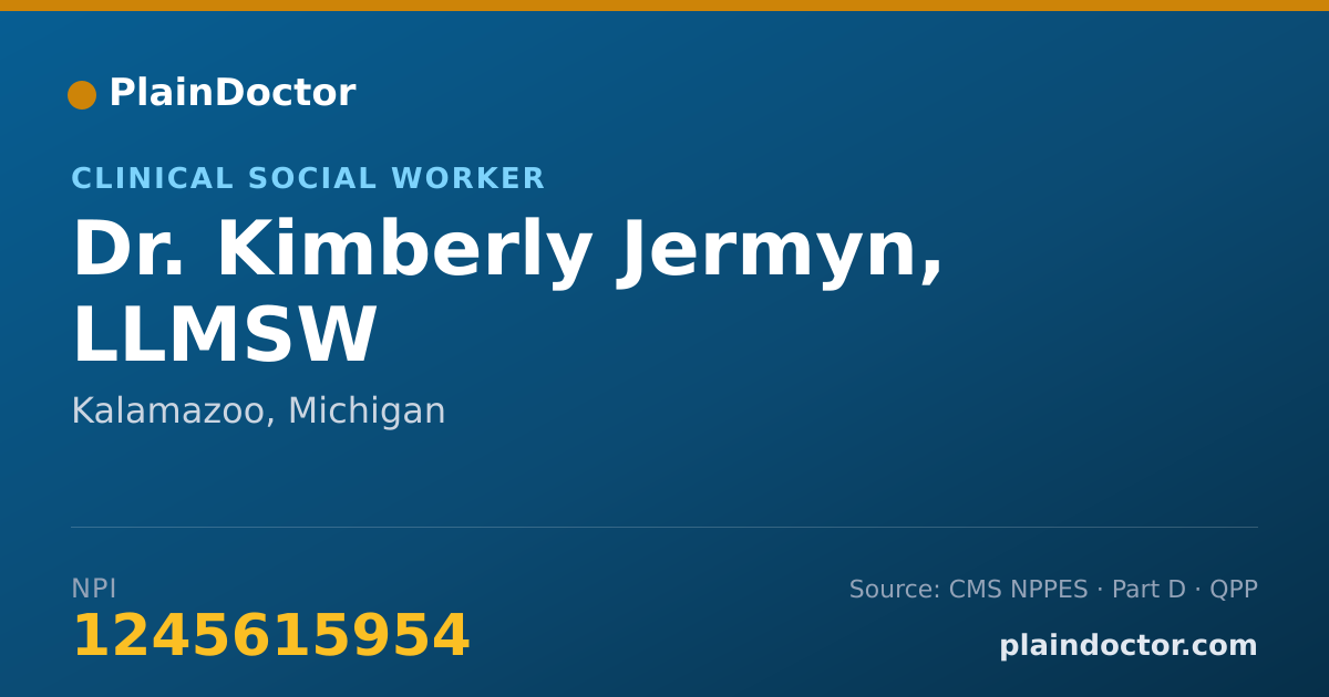 Shareable card for Kimberly Jermyn, LLMSW - Clinical Social Worker, Kalamazoo, MI