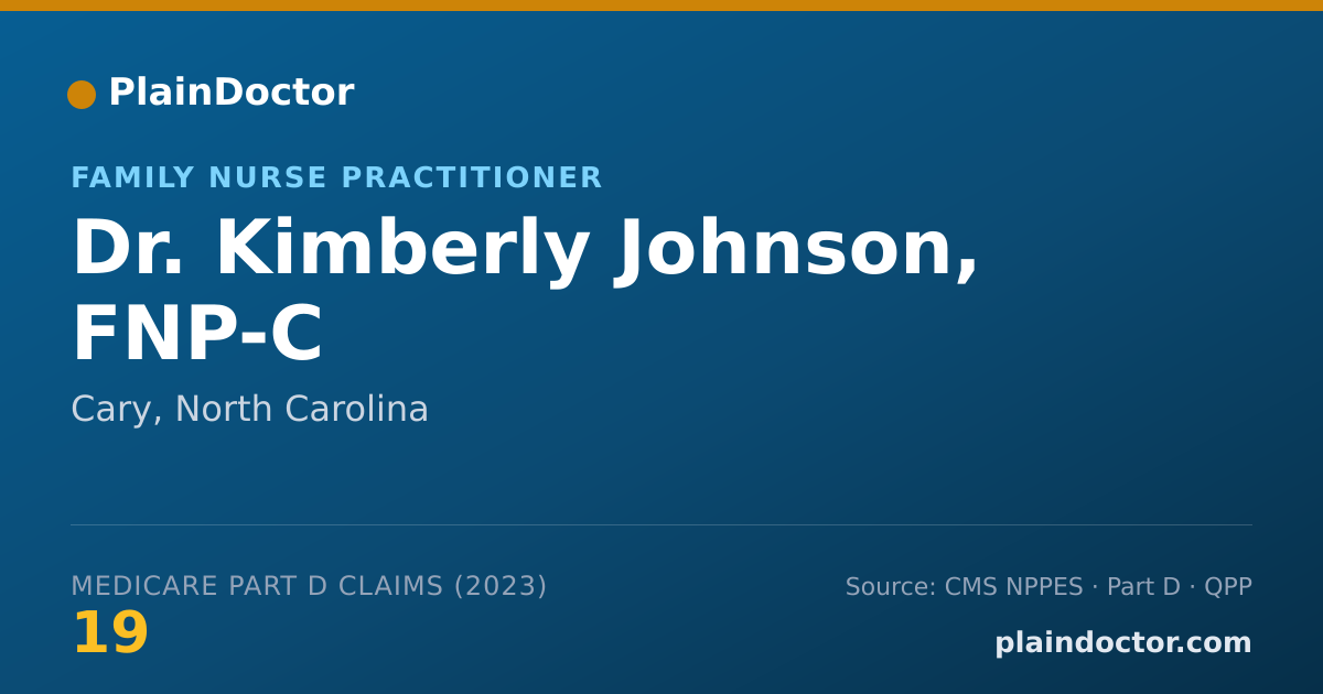 Shareable card for Kimberly Johnson, FNP-C - Family Nurse Practitioner, Cary, NC