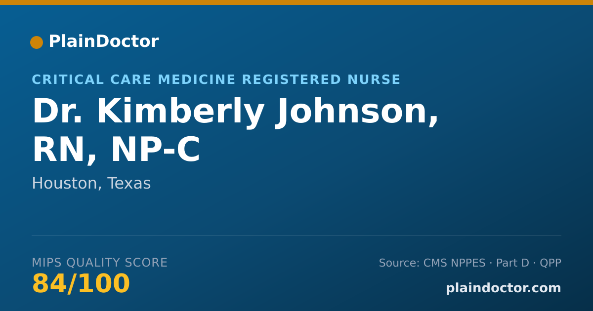 Shareable card for Kimberly Johnson, RN, NP-C - Critical Care Medicine Registered Nurse, Houston, TX