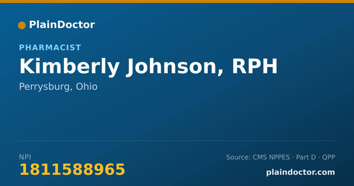Shareable card for Kimberly Johnson, RPH - Pharmacist, Perrysburg, OH