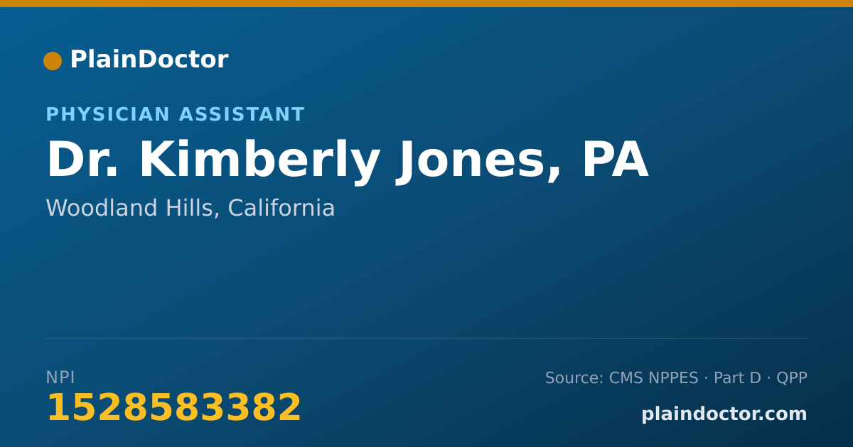 Shareable card for Kimberly Jones, PA - Physician Assistant, Woodland Hills, CA