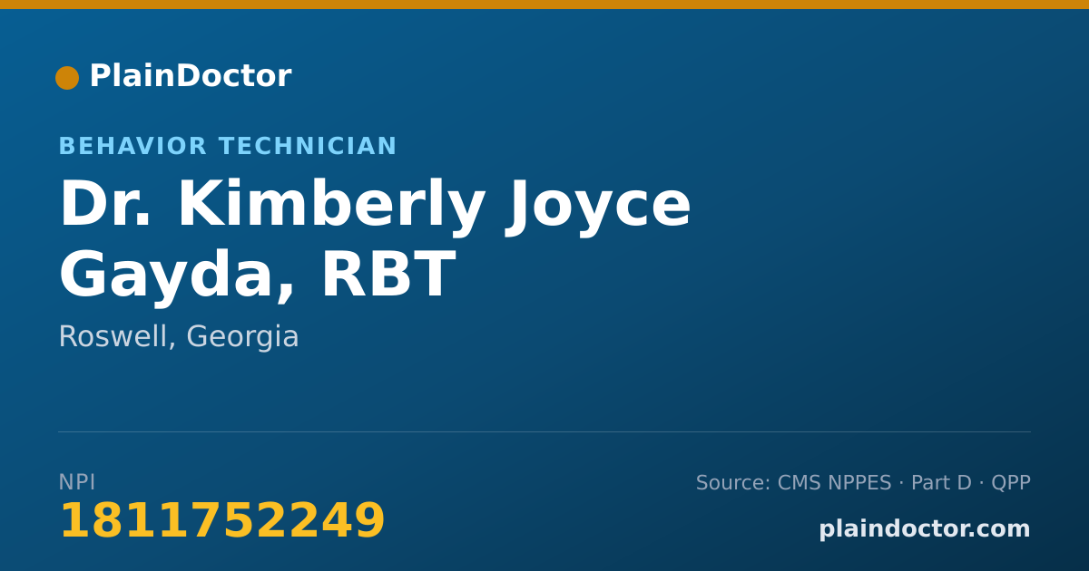 Shareable card for Kimberly Joyce Gayda, RBT - Behavior Technician, Roswell, GA