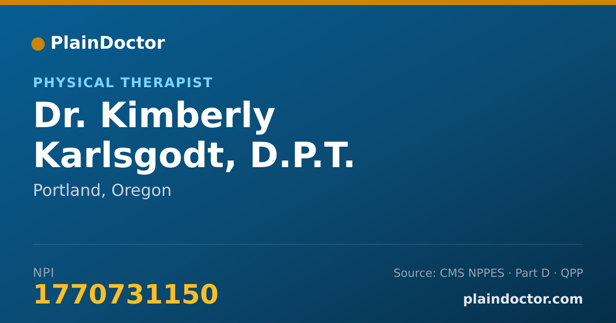 Shareable card for Kimberly Karlsgodt, D.P.T. - Physical Therapist, Portland, OR