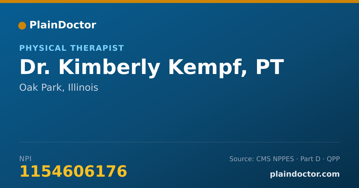 Shareable card for Kimberly Kempf, PT - Physical Therapist, Oak Park, IL