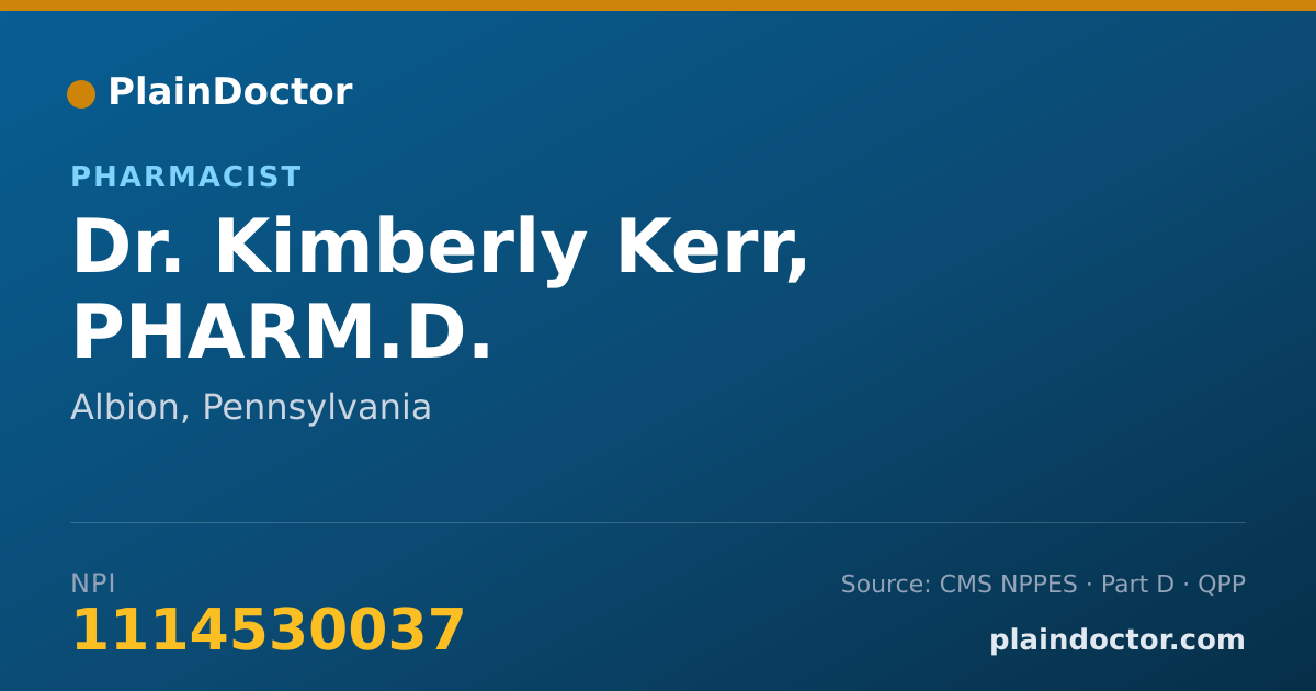 Shareable card for Kimberly Kerr, PHARM.D. - Pharmacist, Albion, PA