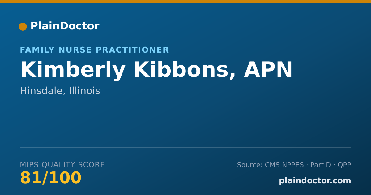 Shareable card for Kimberly Kibbons, APN - Family Nurse Practitioner, Hinsdale, IL