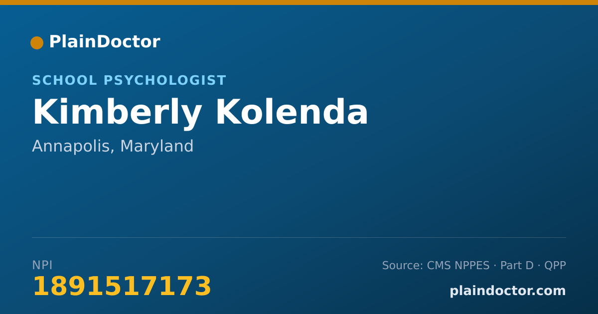 Shareable card for Kimberly Kolenda - School Psychologist, Annapolis, MD