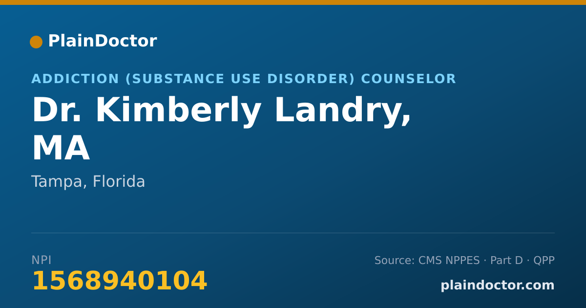 Shareable card for Kimberly Landry, MA - Addiction (Substance Use Disorder) Counselor, Tampa, FL