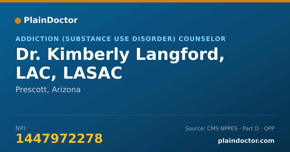 Shareable card for Kimberly Langford, LAC, LASAC - Addiction (Substance Use Disorder) Counselor, Prescott, AZ