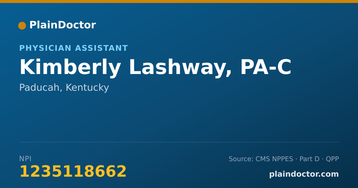 Shareable card for Kimberly Lashway, PA-C - Physician Assistant, Paducah, KY