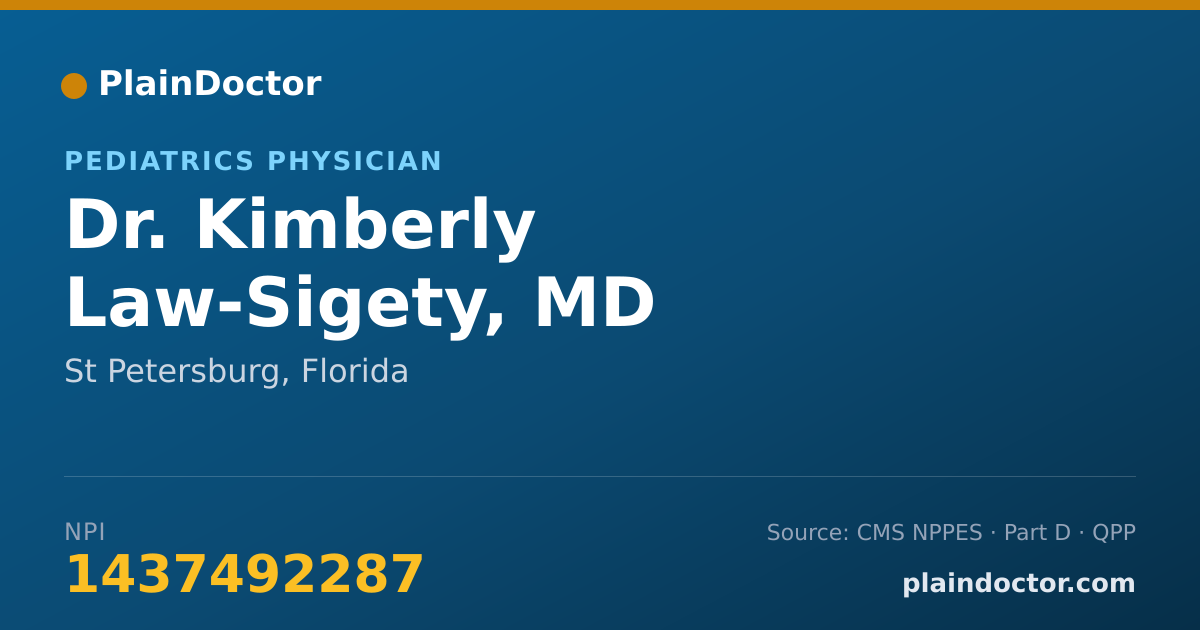 Shareable card for Kimberly Law-Sigety, MD - Pediatrics Physician, St Petersburg, FL