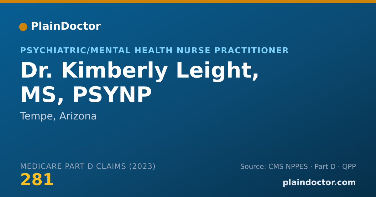 Shareable card for Kimberly Leight, MS, PSYNP - Psychiatric/Mental Health Nurse Practitioner, Tempe, AZ