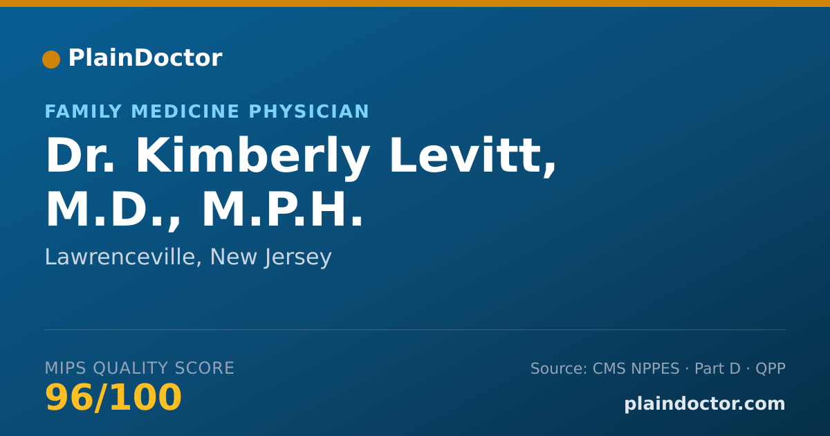 Shareable card for Kimberly Levitt, M.D., M.P.H. - Family Medicine Physician, Lawrenceville, NJ