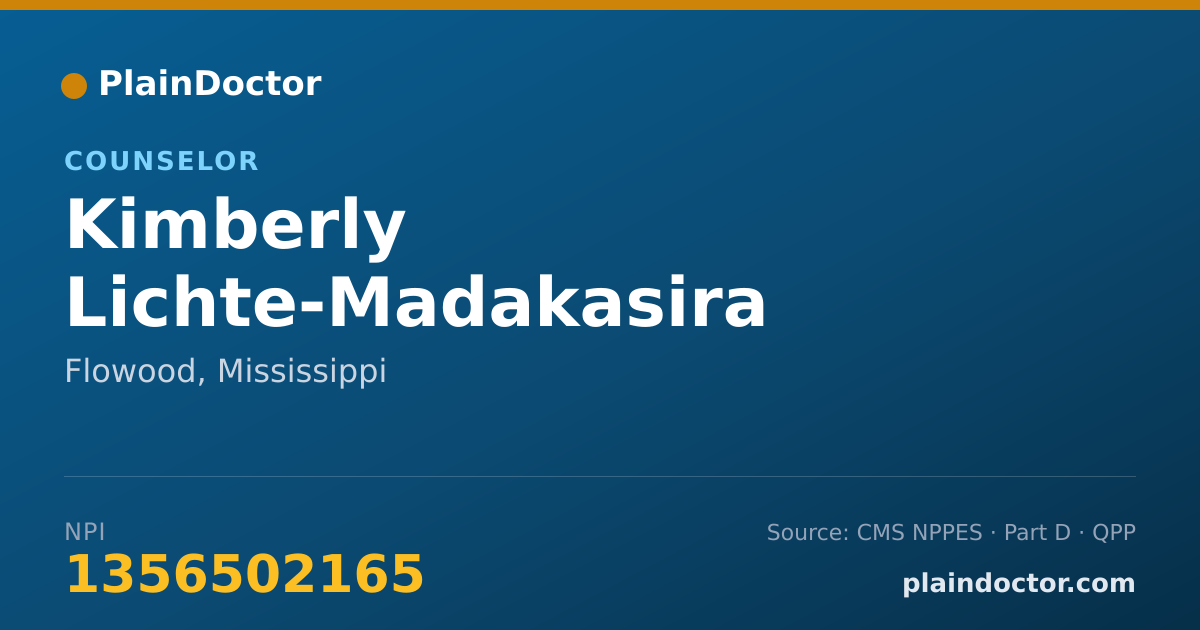 Shareable card for Kimberly Lichte-Madakasira - Counselor, Flowood, MS