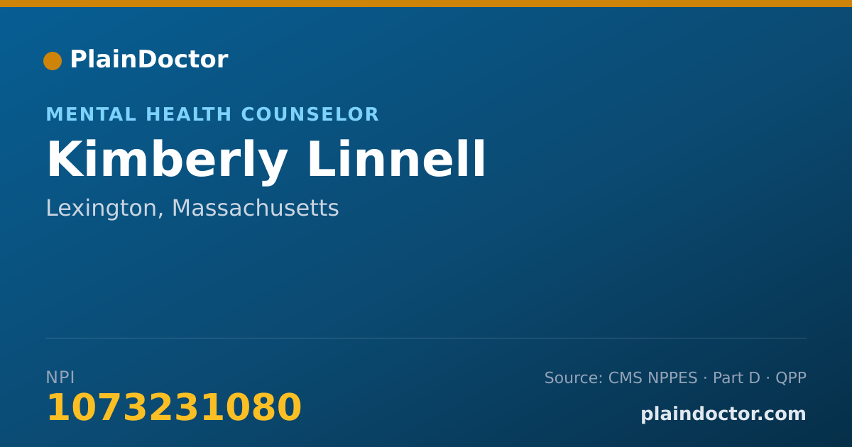 Shareable card for Kimberly Linnell - Mental Health Counselor, Lexington, MA