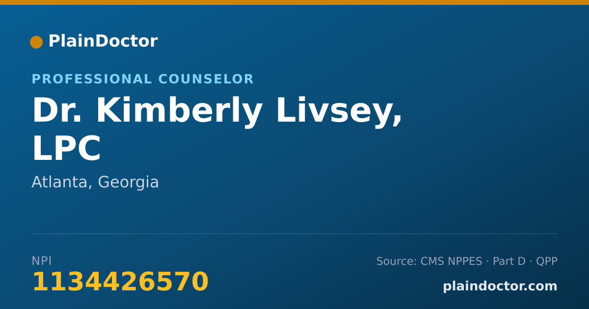 Shareable card for Kimberly Livsey, LPC - Professional Counselor, Atlanta, GA