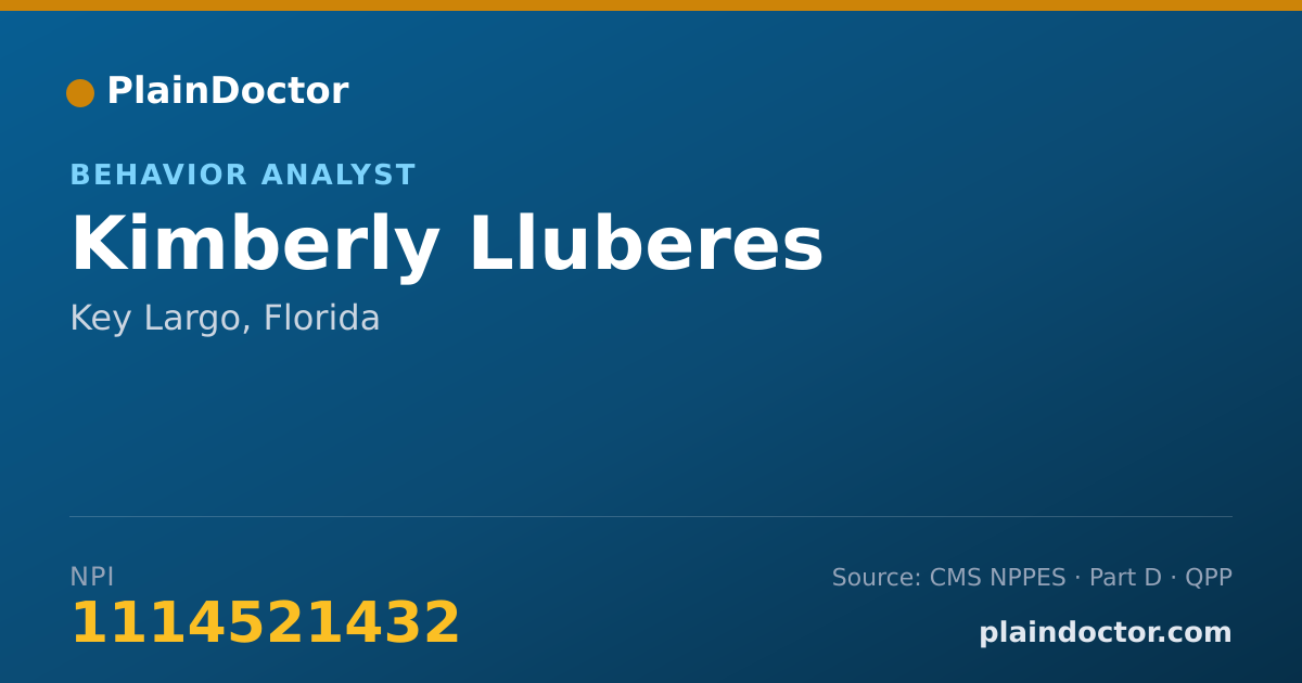 Shareable card for Kimberly Lluberes - Behavior Analyst, Key Largo, FL