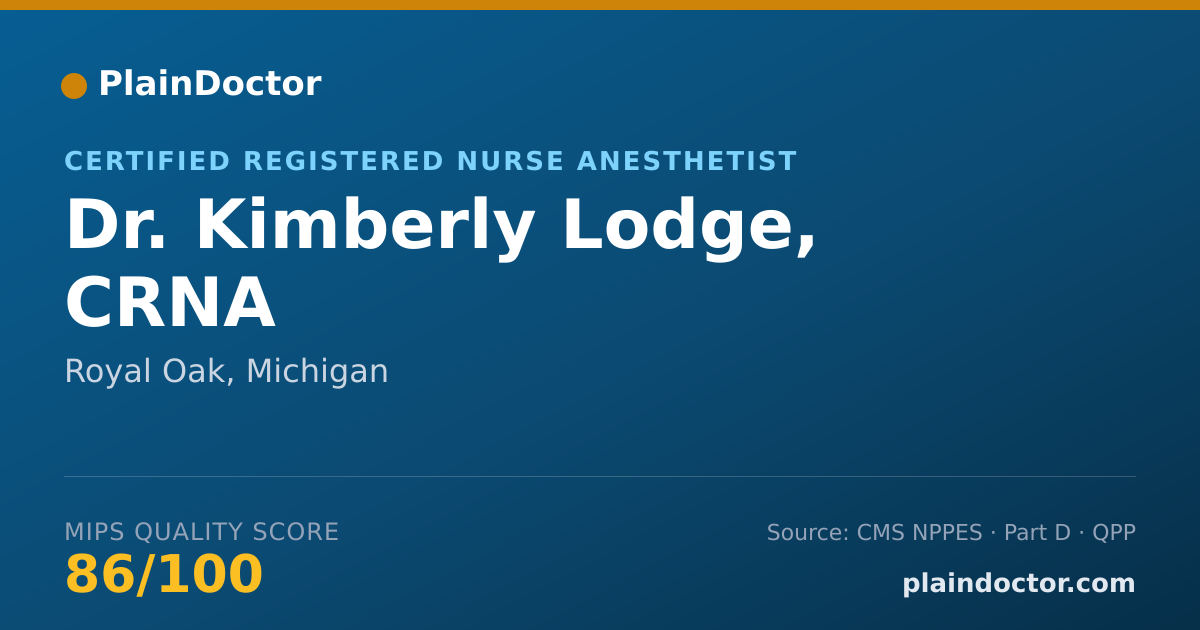 Shareable card for Kimberly Lodge, CRNA - Certified Registered Nurse Anesthetist, Royal Oak, MI