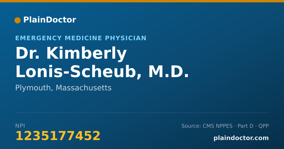 Shareable card for Kimberly Lonis-Scheub, M.D. - Emergency Medicine Physician, Plymouth, MA