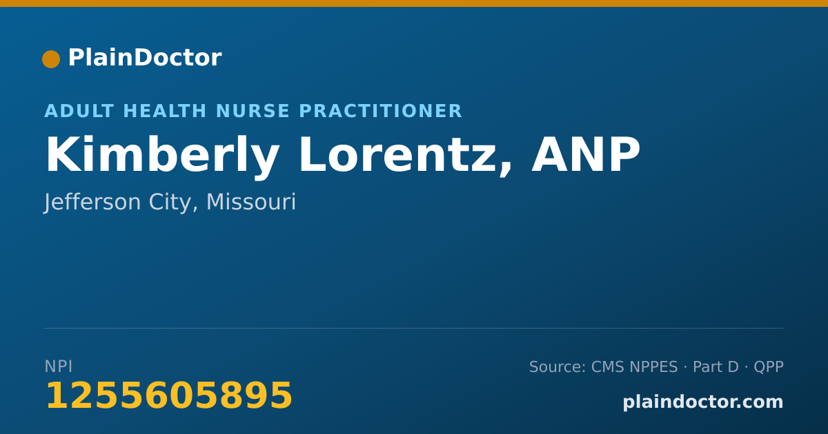 Shareable card for Kimberly Lorentz, ANP - Adult Health Nurse Practitioner, Jefferson City, MO