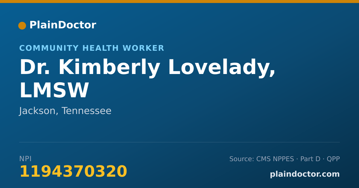 Shareable card for Kimberly Lovelady, LMSW - Community Health Worker, Jackson, TN
