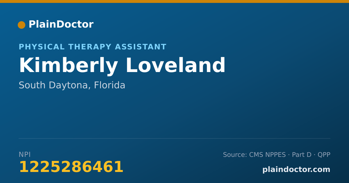 Shareable card for Kimberly Loveland - Physical Therapy Assistant, South Daytona, FL