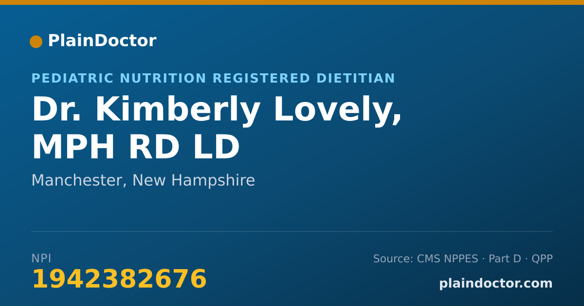 Shareable card for Kimberly Lovely, MPH RD LD - Pediatric Nutrition Registered Dietitian, Manchester, NH