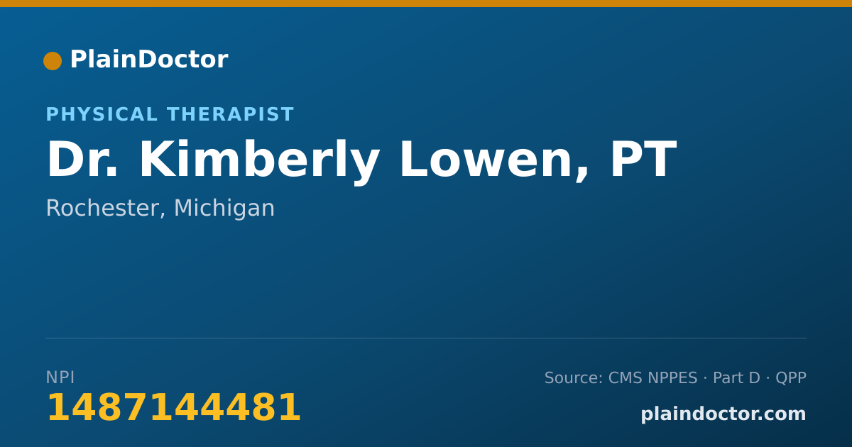 Shareable card for Kimberly Lowen, PT - Physical Therapist, Rochester, MI