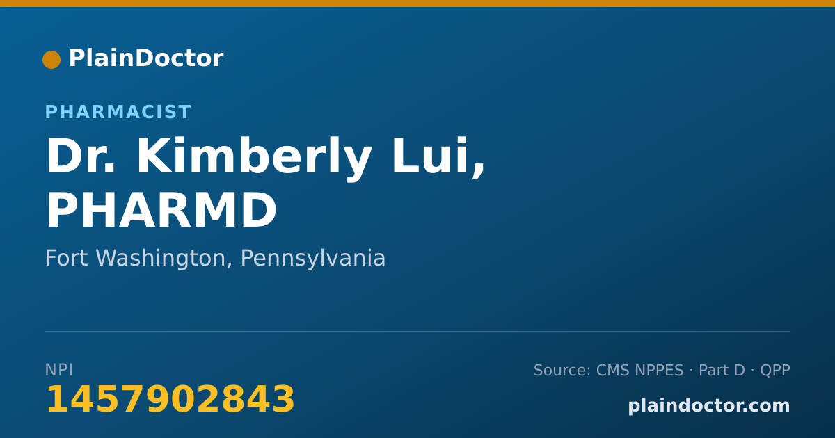 Shareable card for Kimberly Lui, PHARMD - Pharmacist, Fort Washington, PA