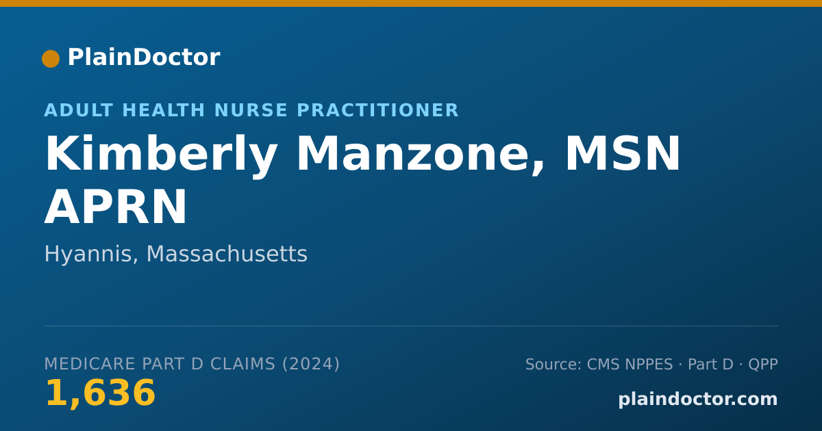 Shareable card for Kimberly Manzone, MSN APRN - Adult Health Nurse Practitioner, Hyannis, MA