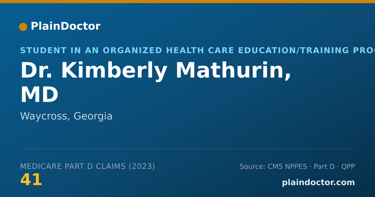 Shareable card for Kimberly Mathurin, MD - Student in an Organized Health Care Education/Training Program, Waycross, GA