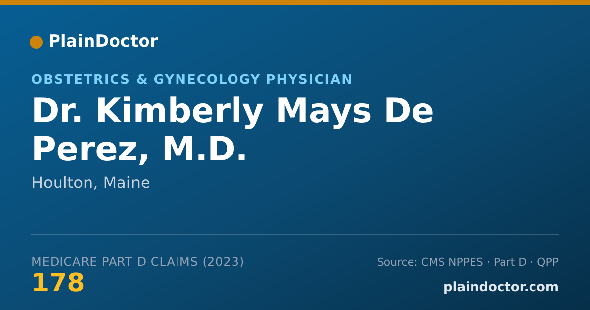 Shareable card for Kimberly Mays De Perez, M.D. - Obstetrics & Gynecology Physician, Houlton, ME