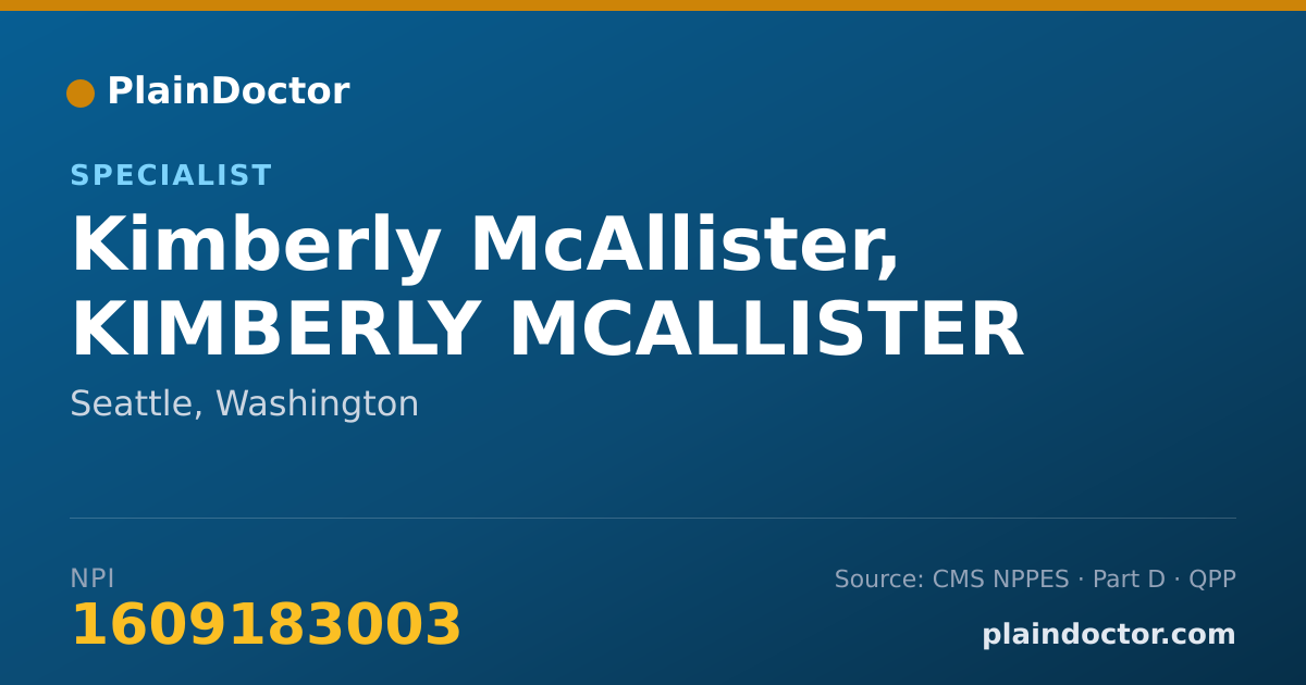 Shareable card for Kimberly McAllister, KIMBERLY MCALLISTER - Specialist, Seattle, WA