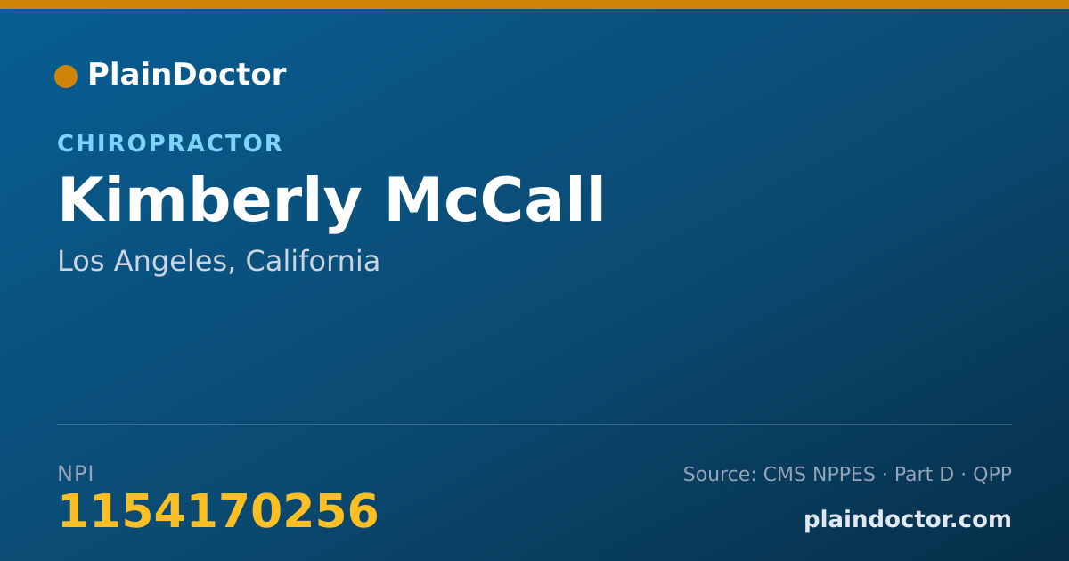 Shareable card for Kimberly McCall - Chiropractor, Los Angeles, CA
