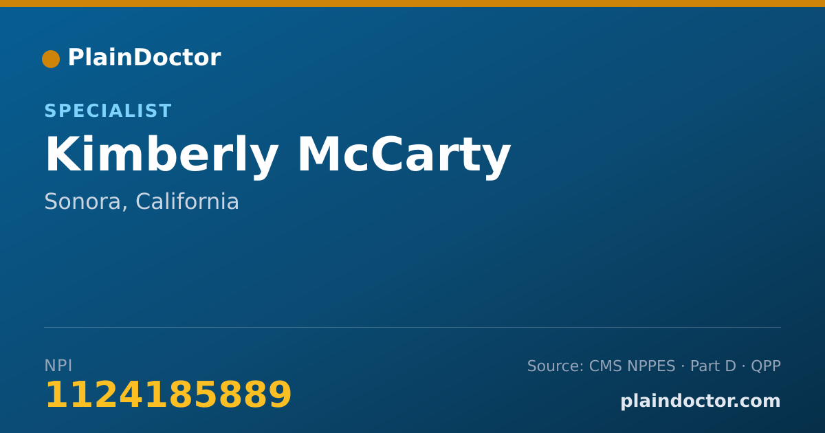Shareable card for Kimberly McCarty - Specialist, Sonora, CA