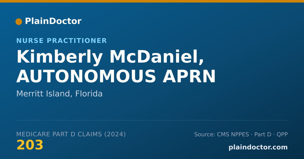 Shareable card for Kimberly McDaniel, AUTONOMOUS APRN - Nurse Practitioner, Merritt Island, FL