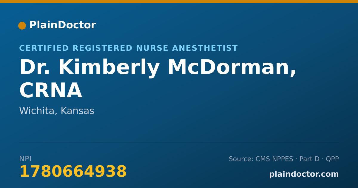 Shareable card for Kimberly McDorman, CRNA - Certified Registered Nurse Anesthetist, Wichita, KS