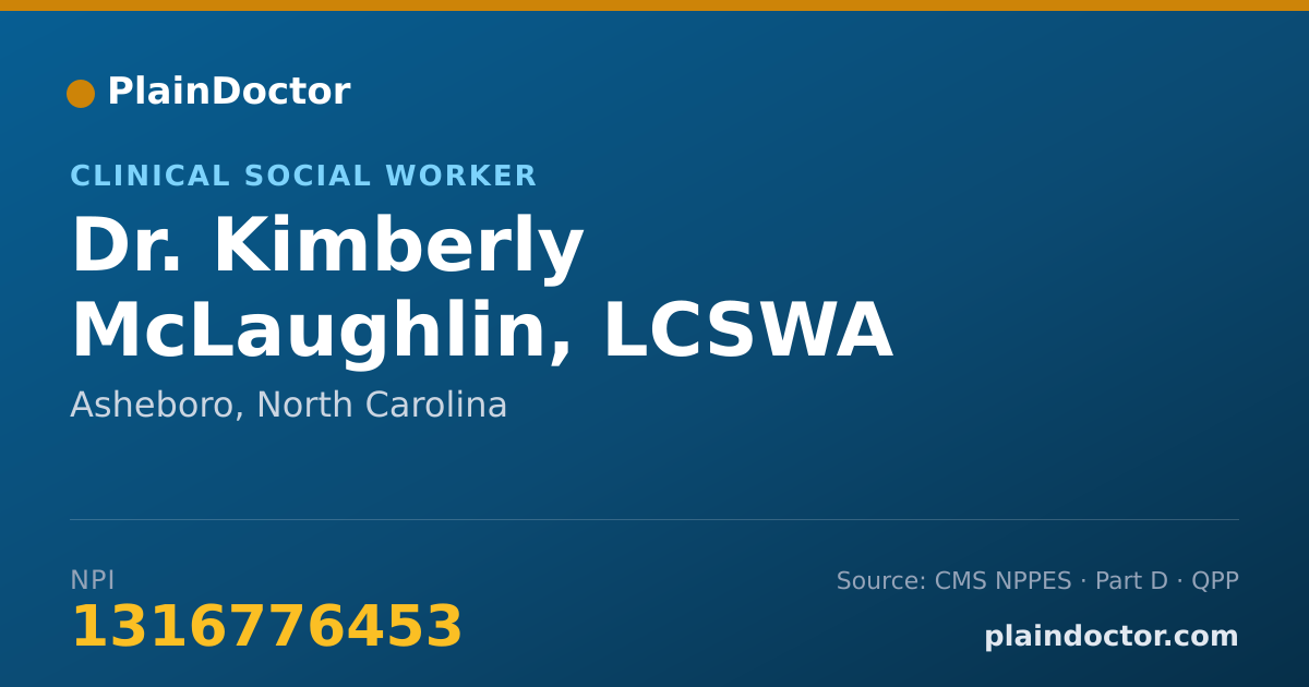 Shareable card for Kimberly McLaughlin, LCSWA - Clinical Social Worker, Asheboro, NC