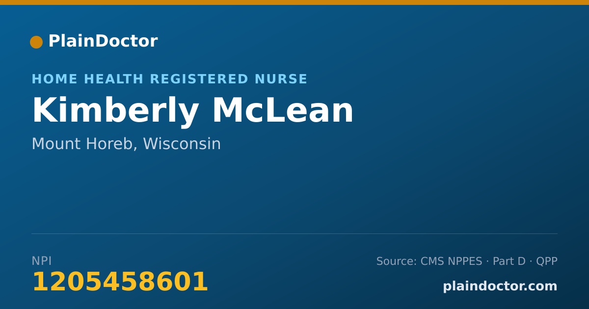 Shareable card for Kimberly McLean - Home Health Registered Nurse, Mount Horeb, WI