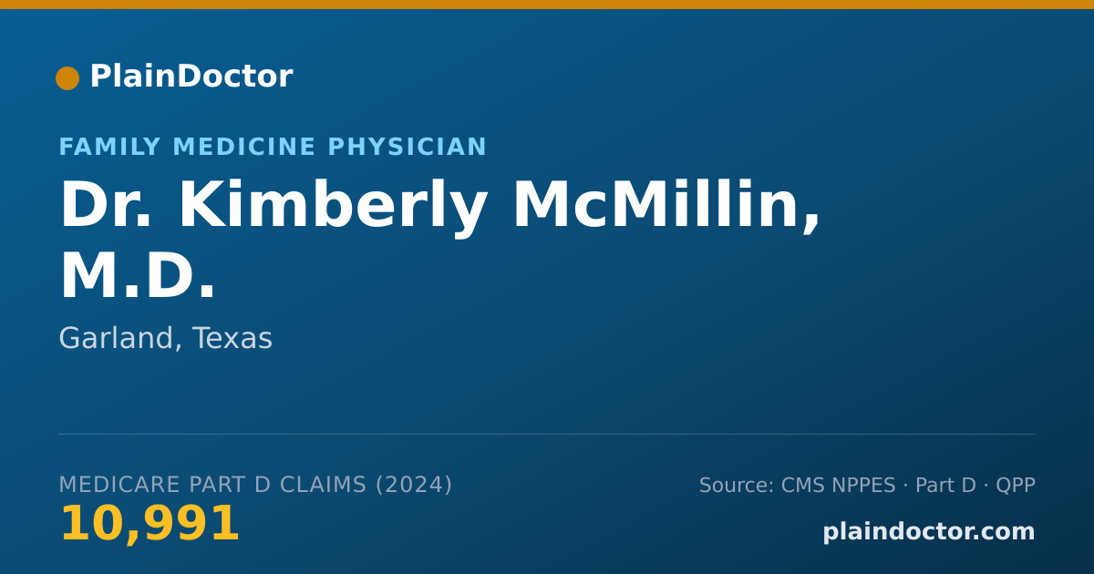 Shareable card for Kimberly McMillin, M.D. - Family Medicine Physician, Garland, TX