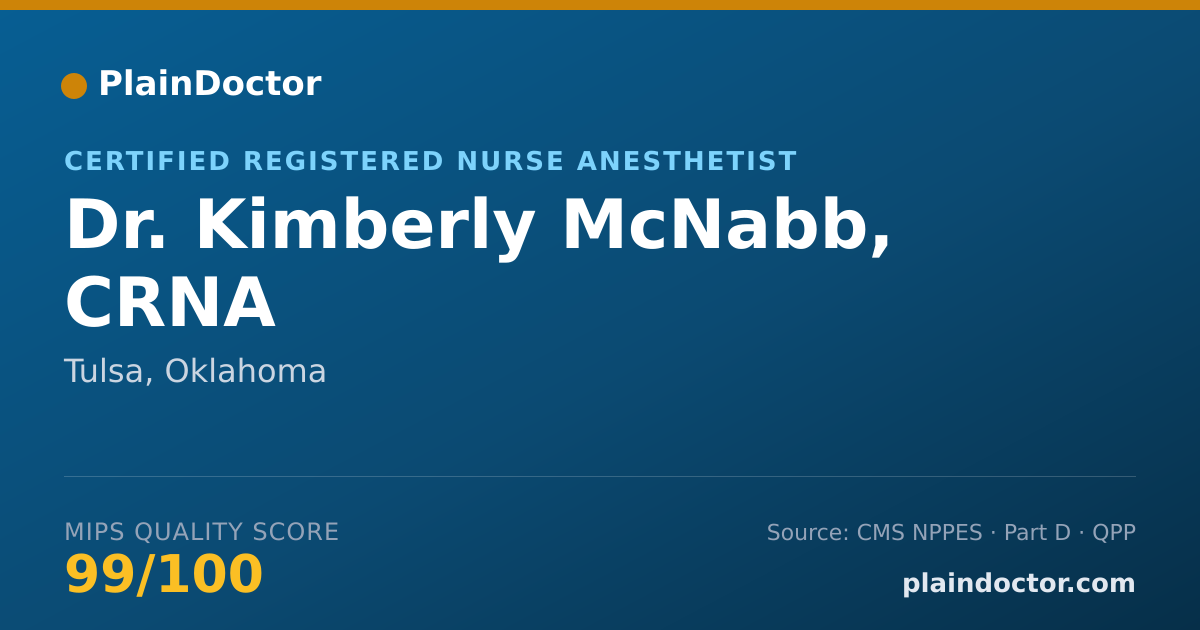 Shareable card for Kimberly McNabb, CRNA - Certified Registered Nurse Anesthetist, Tulsa, OK