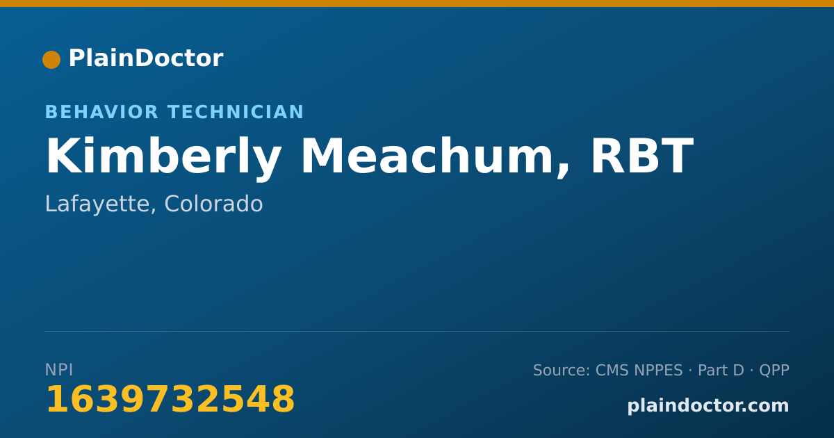 Shareable card for Kimberly Meachum, RBT - Behavior Technician, Lafayette, CO