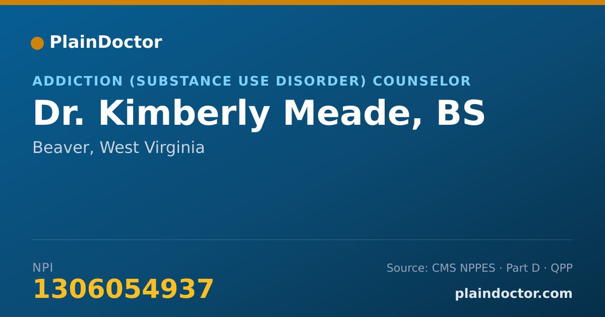 Shareable card for Kimberly Meade, BS - Addiction (Substance Use Disorder) Counselor, Beaver, WV