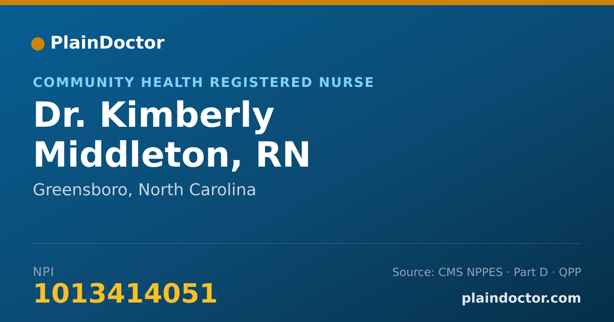 Shareable card for Kimberly Middleton, RN - Community Health Registered Nurse, Greensboro, NC