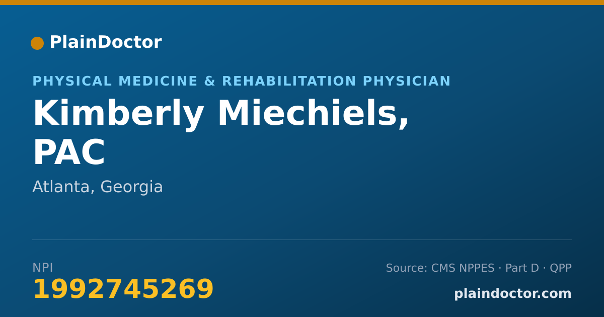 Shareable card for Kimberly Miechiels, PAC - Physical Medicine & Rehabilitation Physician, Atlanta, GA