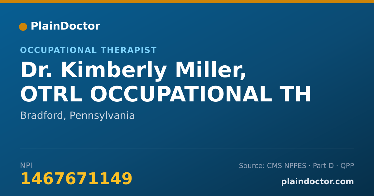 Shareable card for Kimberly Miller, OTRL OCCUPATIONAL TH - Occupational Therapist, Bradford, PA