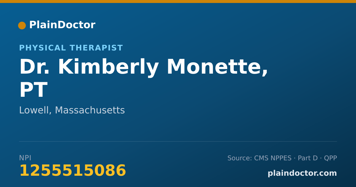 Shareable card for Kimberly Monette, PT - Physical Therapist, Lowell, MA