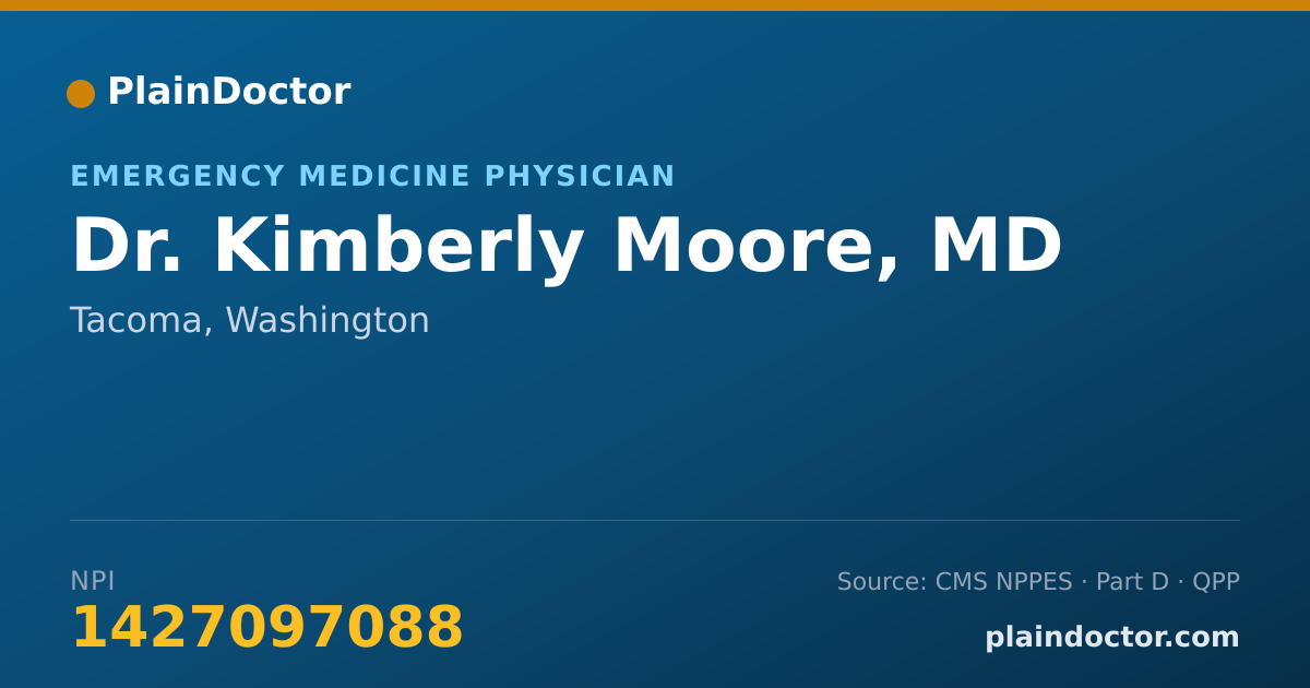 Shareable card for Kimberly Moore, MD - Emergency Medicine Physician, Tacoma, WA